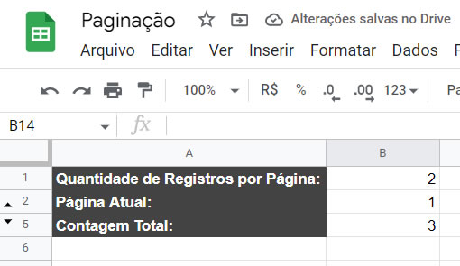 Configuração da Paginação