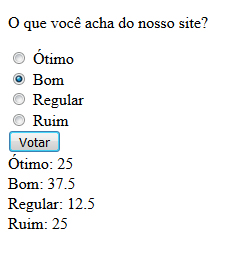 Enquete sem atualização da página