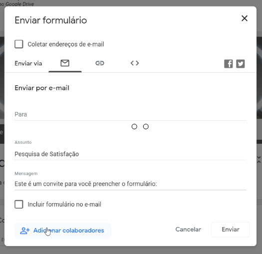 Adicionar colaboradores ao Google Forms