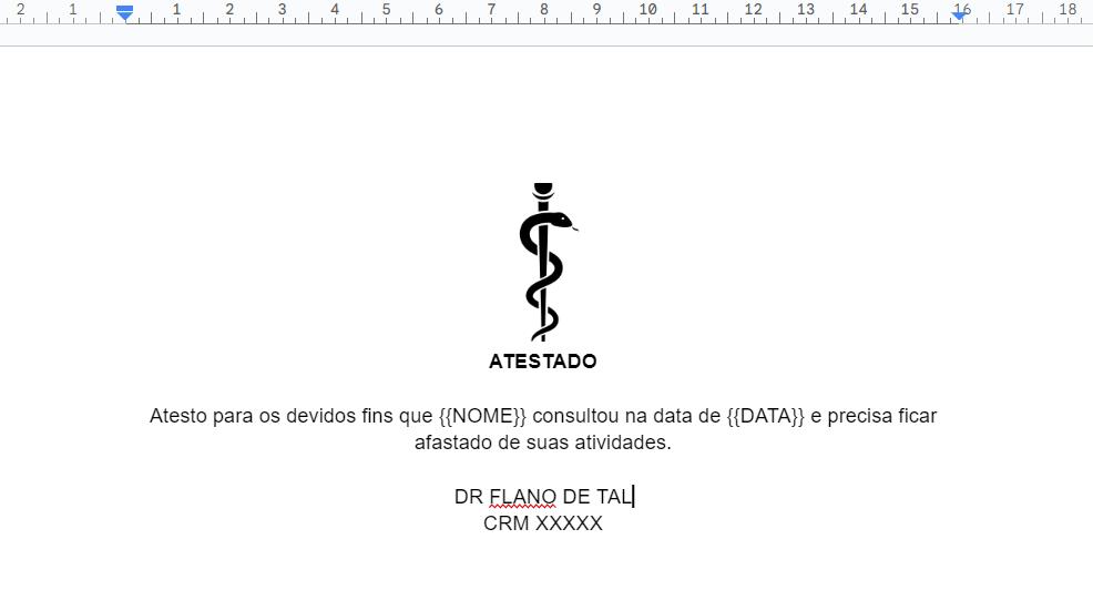 Modelo de Atestado - Google Docs