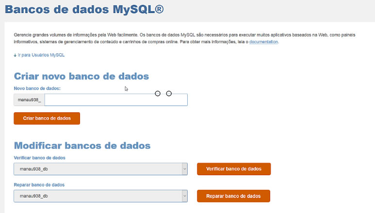 Banco de Dados no Servidor Online