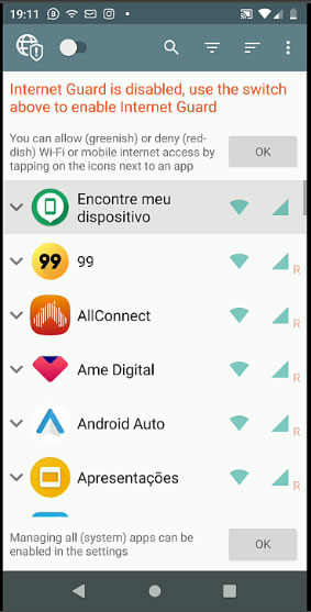 Netguard bloqueador de internet nos apps