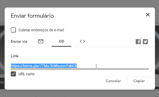 Google Forms - Compartilhamento por link