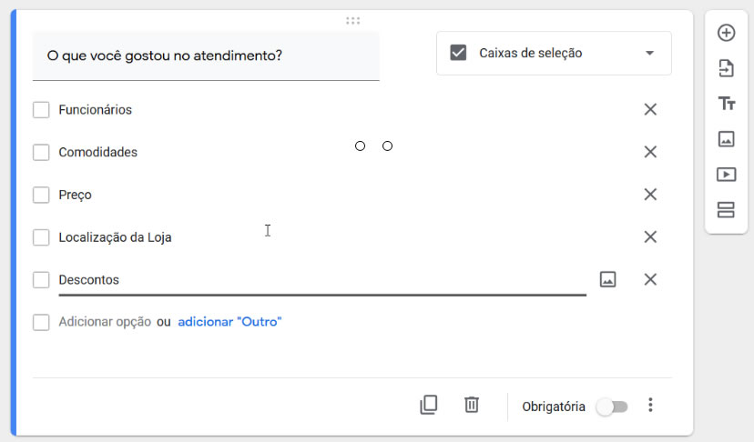 Google Forms Caixa de Seleção