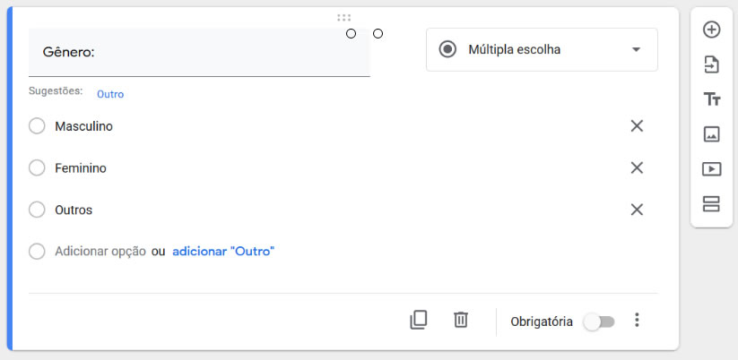 Google Forms Múltipla Escolha