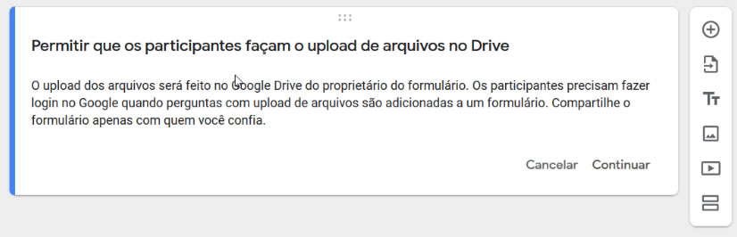 Google Forms Upload de Arquivos