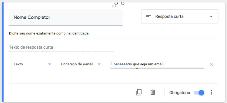 Validação de Texto - Google Forms